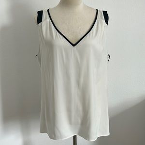 Ann Taylor Cream & Black Sleeveless Tank Blouse